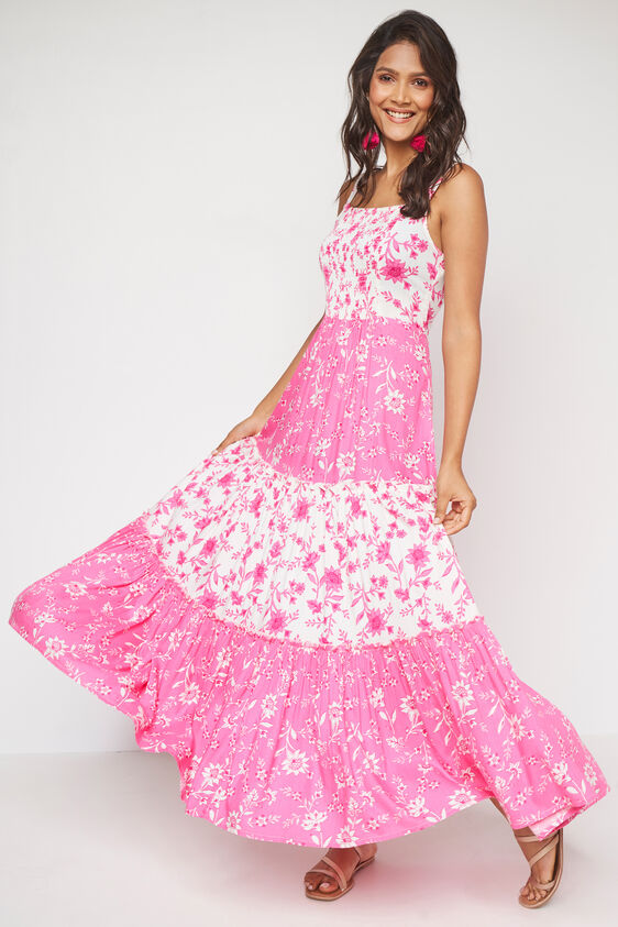 Pink Floral Fit and Flare Dress, Pink, image 3